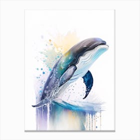 Northern Right Whale Dolphin Storybook Watercolour  (1) Canvas Print