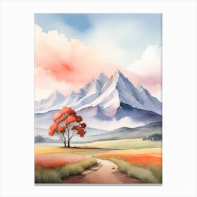 Tranquil Mountains In Minimalist Watercolor Vertical Composition 16 Canvas Print