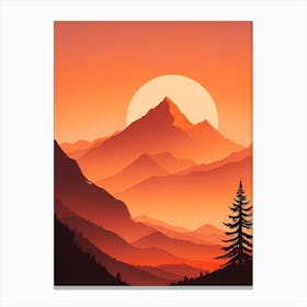 Misty Mountains Vertical Composition In Orange Tone 211 Canvas Print