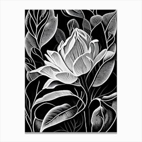 Southern Magnolia Leaf Linocut Canvas Print