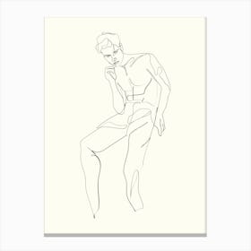 Man Sitting Down Monoline Hand Drawing Aesthetic Illustration Canvas Print