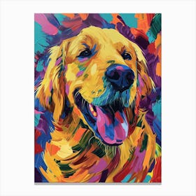 Golden Retriever dog colourful Painting 1 Canvas Print