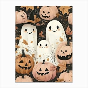 Ghosts And Pumpkins Canvas Print