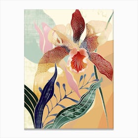 Colourful Flower Illustration Orchid 1 Canvas Print