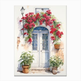 Bari, Italy   Mediterranean Doors Watercolour Painting 1 Canvas Print