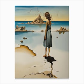 Girl On The Beach Print Canvas Print