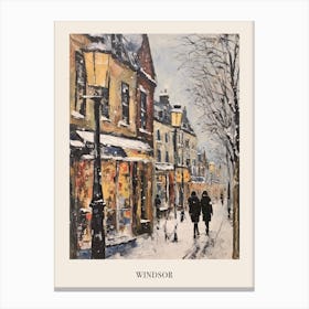 Vintage Winter Painting Poster Windsor United Kingdom Canvas Print