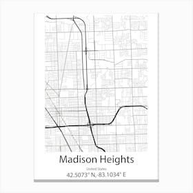 Madison,United States Minimalist Map Stampe su tela