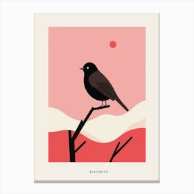 Minimalist Blackbird 1 Bird Poster Canvas Print
