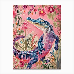 Floral Animal Painting Crocodile 4 Canvas Print