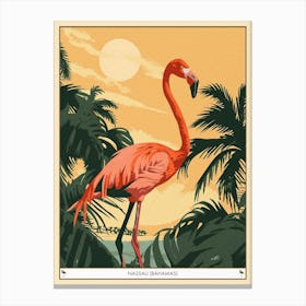 Greater Flamingo Nassau Bahamas Tropical Illustration 1 Poster Canvas Print