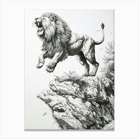 Barbary Lion Relief Illustration On A Cliff 1 Canvas Print