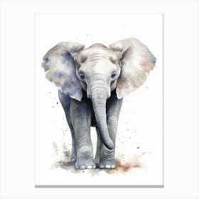 Baby Elephant Watercolour Nursery 3 Canvas Print
