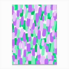 Abstract Brush Strokes Purple and Green Canvas Print