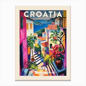 Dubrovnik Croatia 6 Fauvist Painting  Travel Poster Canvas Print