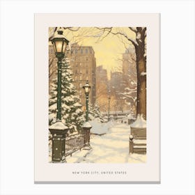 Vintage Winter Poster New York City Usa 1 Canvas Print