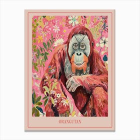 Floral Animal Painting Orangutan 2 Poster Canvas Print