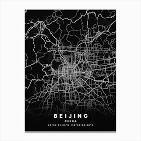 Beijing China Black Map Canvas Print