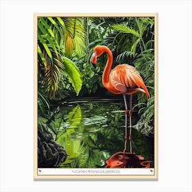 Greater Flamingo Yucatn Peninsula Mexico Tropical Illustration 3 Poster Canvas Print