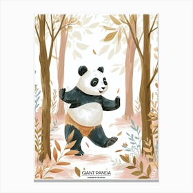 Giant Panda Dancing In The Woods Poster 3 Canvas Print