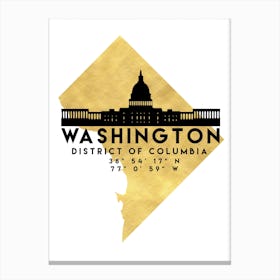 Washington District of Columbia Silhouette City Skyline Map Canvas Print