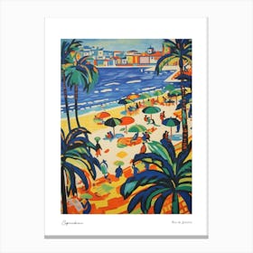 Copacabana Rio De Janeiro Matisse Style 4 Watercolour Travel Poster Canvas Print