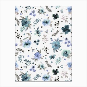 Countryside Watercolor Floral Blue Canvas Print