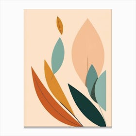 Abstract Boho Minimalist Geometric Shapes Leaves (4) Canvas Print