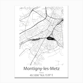 Montigny Les Metz,France Minimalist Map Canvas Print