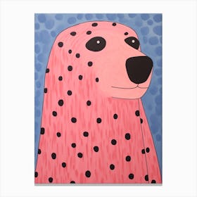 Pink Polka Dot Sea Lion 1 Canvas Print