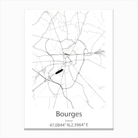 Bourges,France Minimalist Map Canvas Print