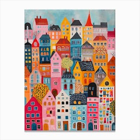Kitsch Colourful Old Cityscape 3 Canvas Print