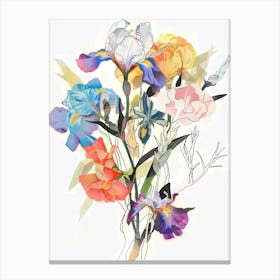 Iris 2 Collage Flower Bouquet Canvas Print