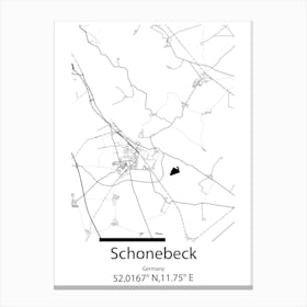 Schonebeck,Germany Minimalist Map Canvas Print