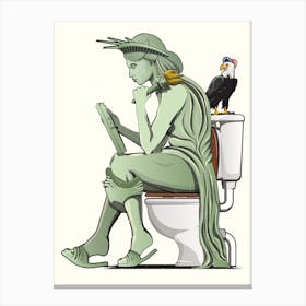 Statue Of Liberty on the Toilet Canvas Print