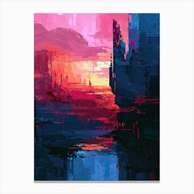 Abstract - Sunset | Pixel Minimalism Art Series Canvas Print