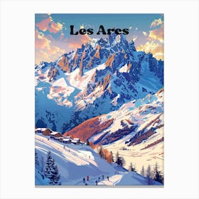 Les Arcs France Snow Mountain Travel Illustration Canvas Print