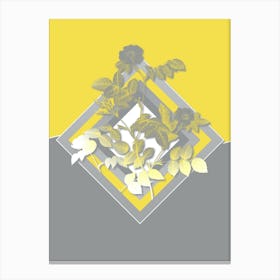 Vintage Sweetbriar Rose Botanical Geometric Art in Yellow and Gray n.379 Canvas Print
