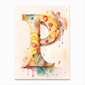 P  Pizza, Letter, Alphabet Storybook Watercolour 1 Canvas Print