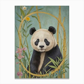 Panda Bear Bamboo Portrait Canvas Print