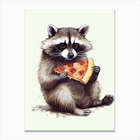 Raccoon Eating Pizza 3 Canvas Print