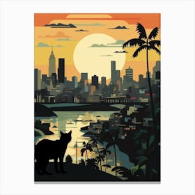 Jakarta, Indonesia Skyline With A Cat 0 Canvas Print