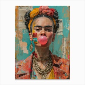 Diktorrr Frida Kahlo Inflates A Bubble Made Of Bubble Gum In Co Fae7dd90 9abe 42dd A068 981961f89a07 Topaz Enhance Faceai Canvas Print