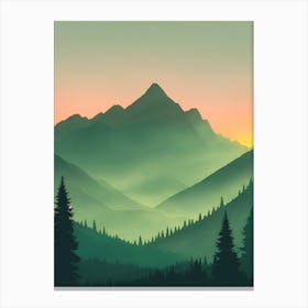 Misty Mountains Vertical Composition In Green Tone 209 Canvas Print