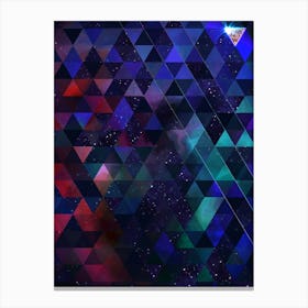 Abstract Geometric Triangle Cosmic Space Pattern in Blue n.0003 Canvas Print