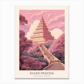 The Silver Pagoda Phnom Penh, Cambodia Travel Poster Canvas Print