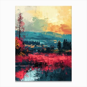 Abstract Landscape | Pixel Art Series Canvas Print