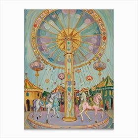 Abstract Pastel Carousel at the Funfair Canvas Print