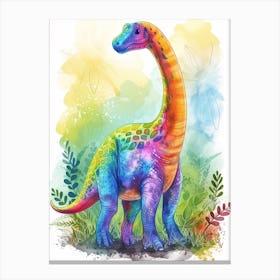 Rainbow Watercolour Camarasaurus Dinosaur 2 Canvas Print