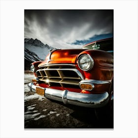 Classic Car In Winter Canvas Print